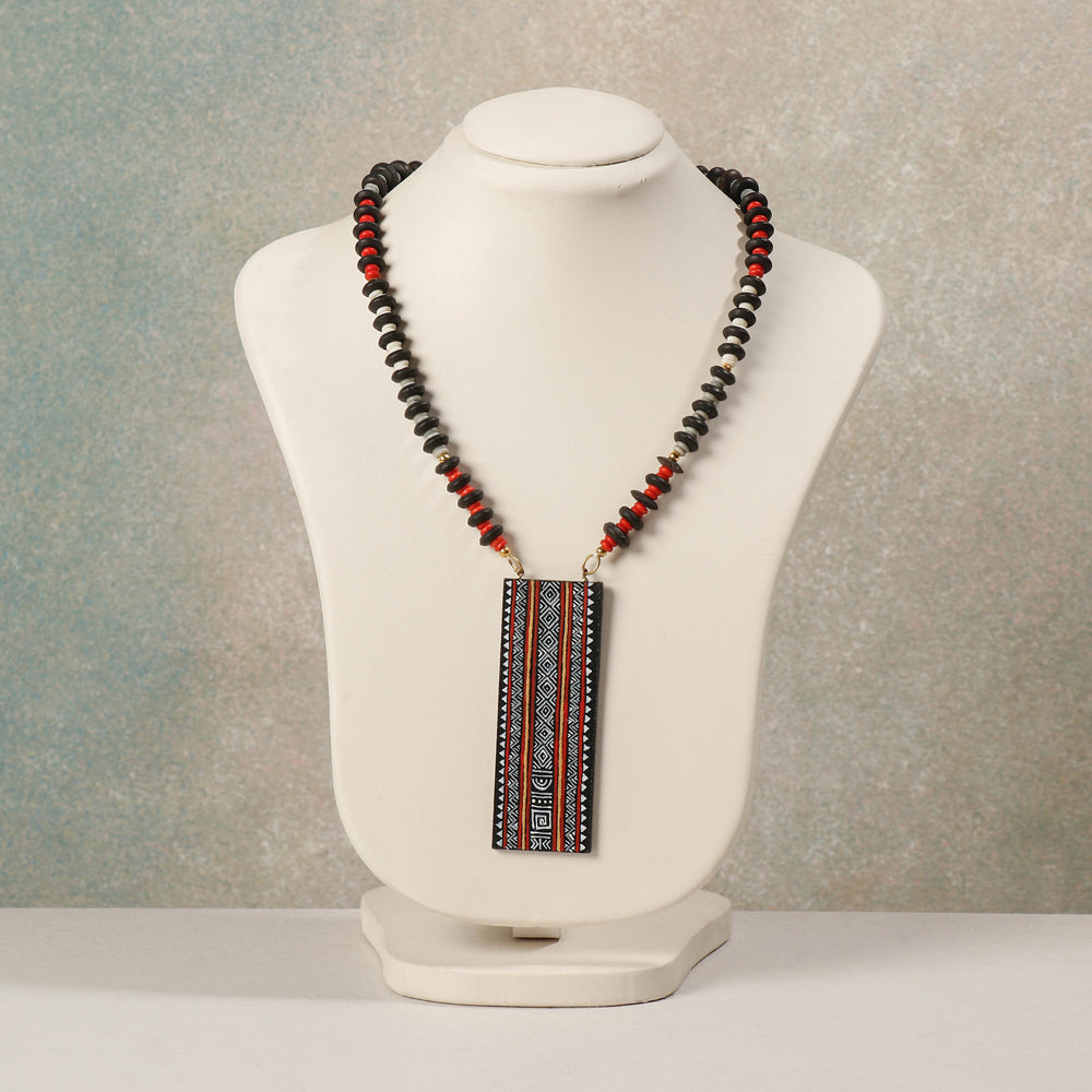 Miniature Handpainted Wooden Necklace With Beads