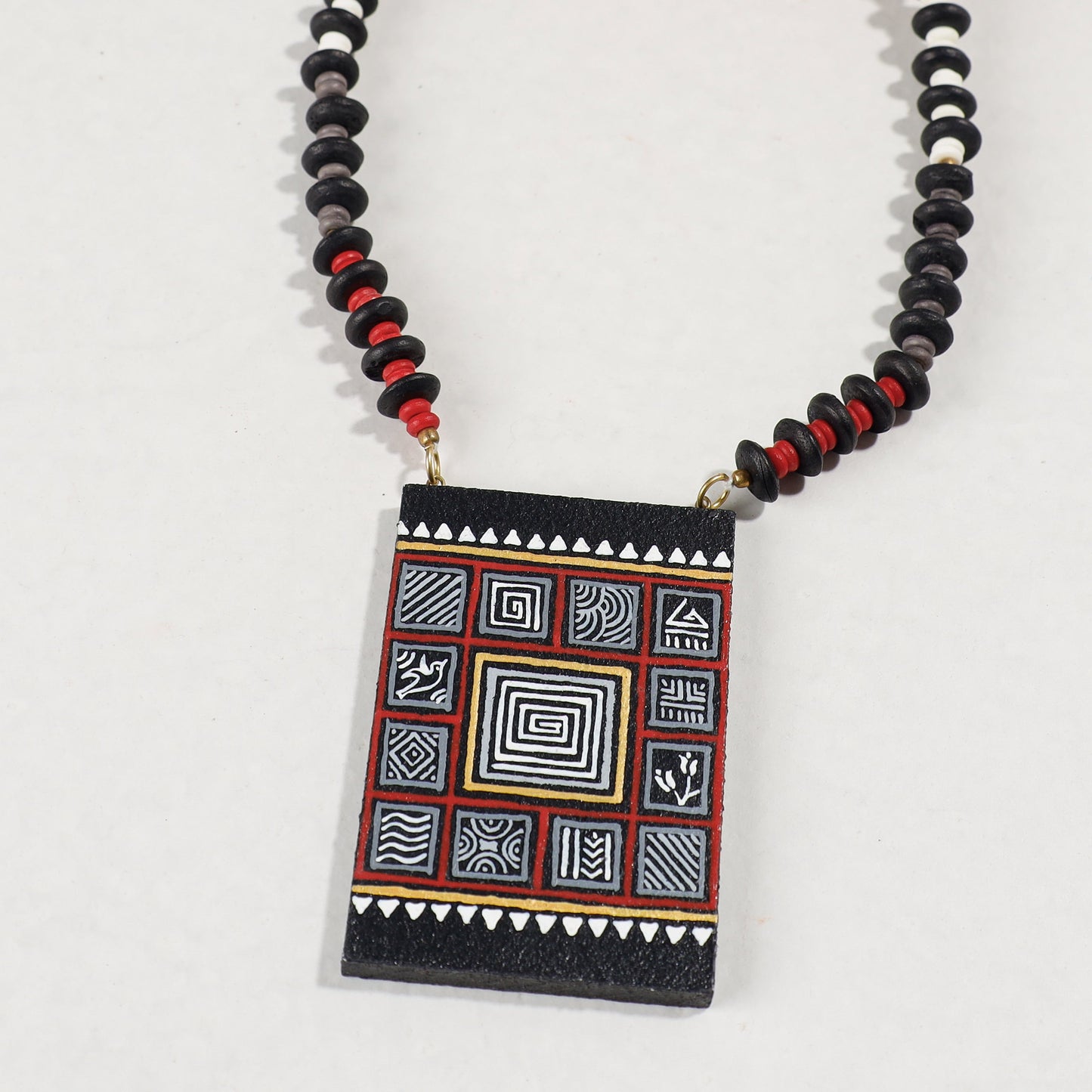  Miniature Handpainted Wooden Necklace With Beads 