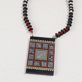  Miniature Handpainted Wooden Necklace With Beads 