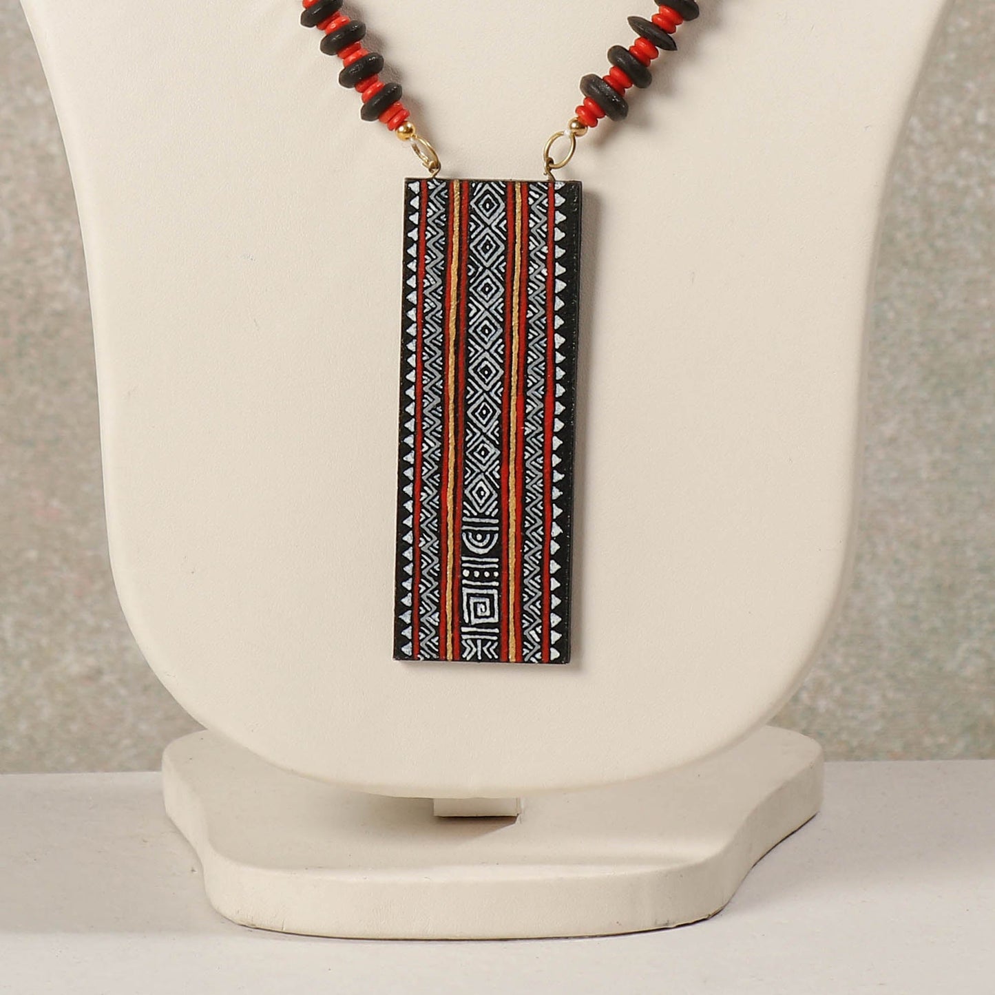 Miniature Handpainted Wooden Necklace With Beads