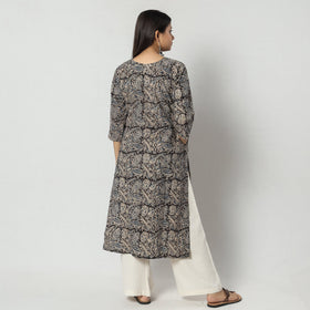 Block Print Mirror Work Cotton Kalamkari Kurta for Women