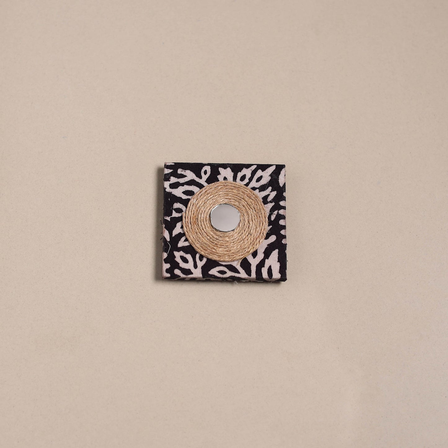 Black - mirror work handmade fabart jute magnet 12