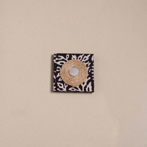 Black - mirror work handmade fabart jute magnet 12