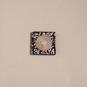 Black - mirror work handmade fabart jute magnet 12