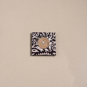 Black - mirror work handmade fabart jute magnet 13