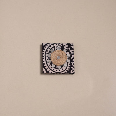 Black - mirror work handmade fabart jute magnet 14