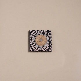 Black - mirror work handmade fabart jute magnet 14