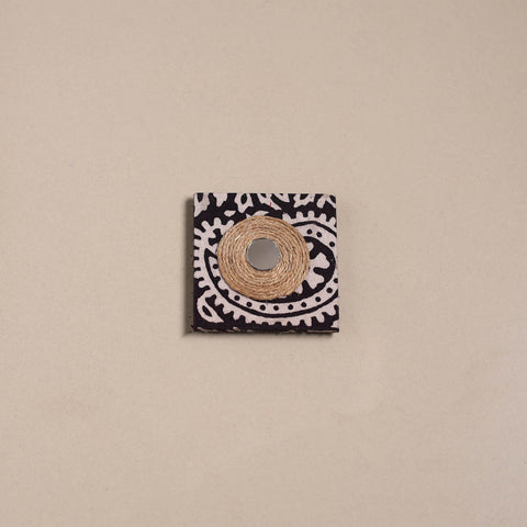 Black - mirror work handmade fabart jute magnet 17