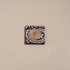 Black - mirror work handmade fabart jute magnet 17