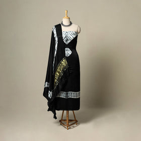 Black - modal silk 3pc unstitched shibori dress material 19