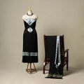 Black - modal silk 3pc unstitched shibori dress material 19