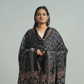 Black - modal silk dupatta 74 - handcrafted