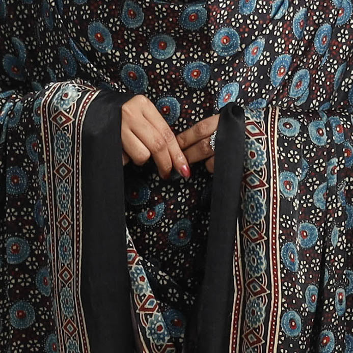 Black - modal silk dupatta 74 - handcrafted