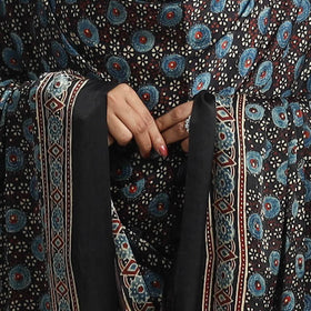 Black - modal silk dupatta 74 - handcrafted