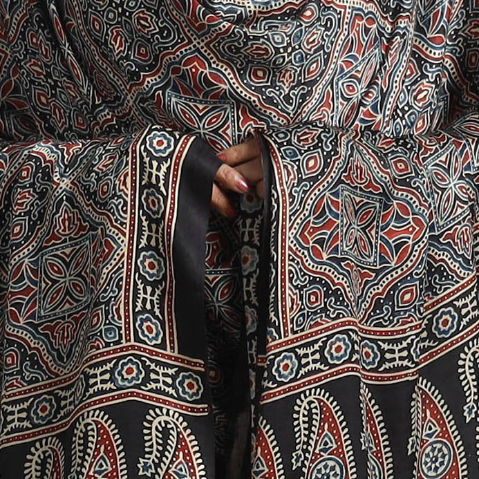 Modal Silk Block Print Ajrakh Dupatta