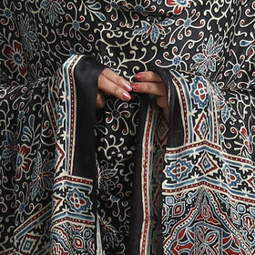 Black - modal silk dupatta 90 - handcrafted