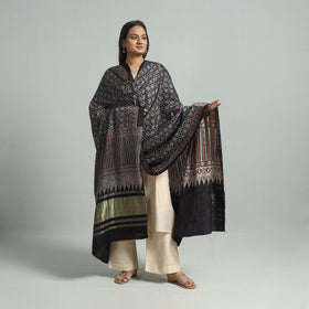 Black - modal silk dupatta 64 - handcrafted