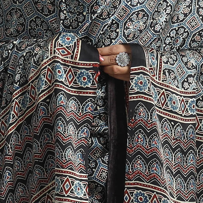 Black - modal silk dupatta 65 - handcrafted