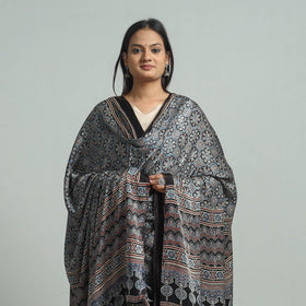 Black - modal silk dupatta 65 - handcrafted