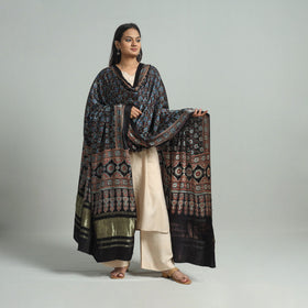 Black - modal silk dupatta 74 - handcrafted