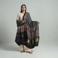Black - modal silk dupatta 74 - handcrafted