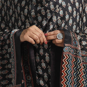 Black - modal silk dupatta 78 - handcrafted