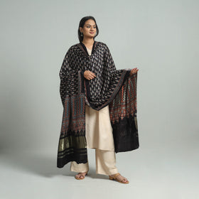 Black - modal silk dupatta 78 - handcrafted