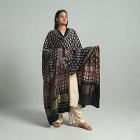 Black - modal silk dupatta 80 - handcrafted