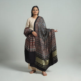 Black - modal silk dupatta 81 - handcrafted