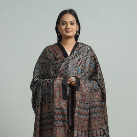 Black - modal silk dupatta 81 - handcrafted