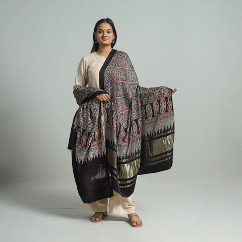 Modal Silk Block Print Ajrakh Dupatta