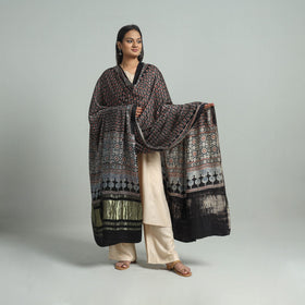 Black - modal silk dupatta 91 - handcrafted