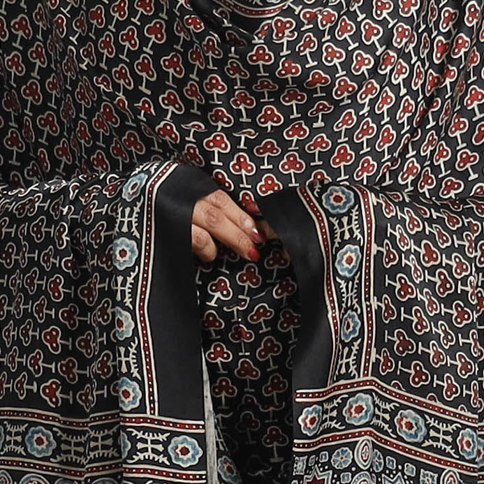 Black - modal silk dupatta 91 - handcrafted