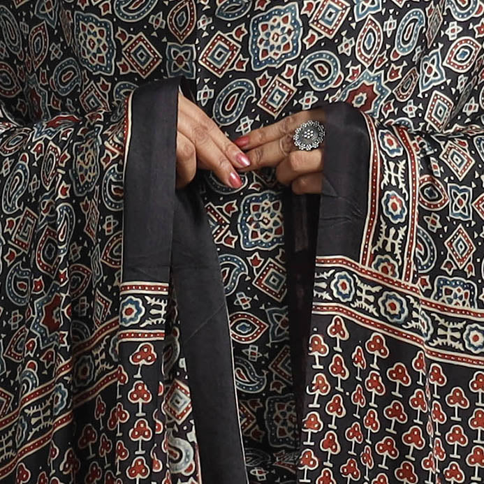 Black - modal silk dupatta 92 - handcrafted