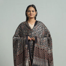 Black - modal silk dupatta 92 - handcrafted