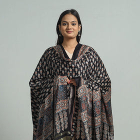 Black - modal silk dupatta 93 - handcrafted