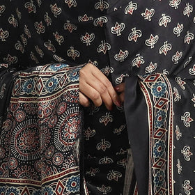 Black - modal silk dupatta 96 - handcrafted