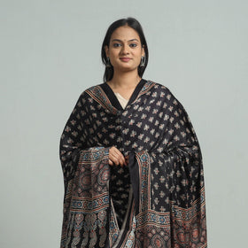Black - modal silk dupatta 96 - handcrafted