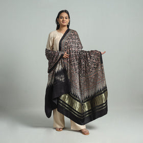 Black - modal silk dupatta 97 - handcrafted