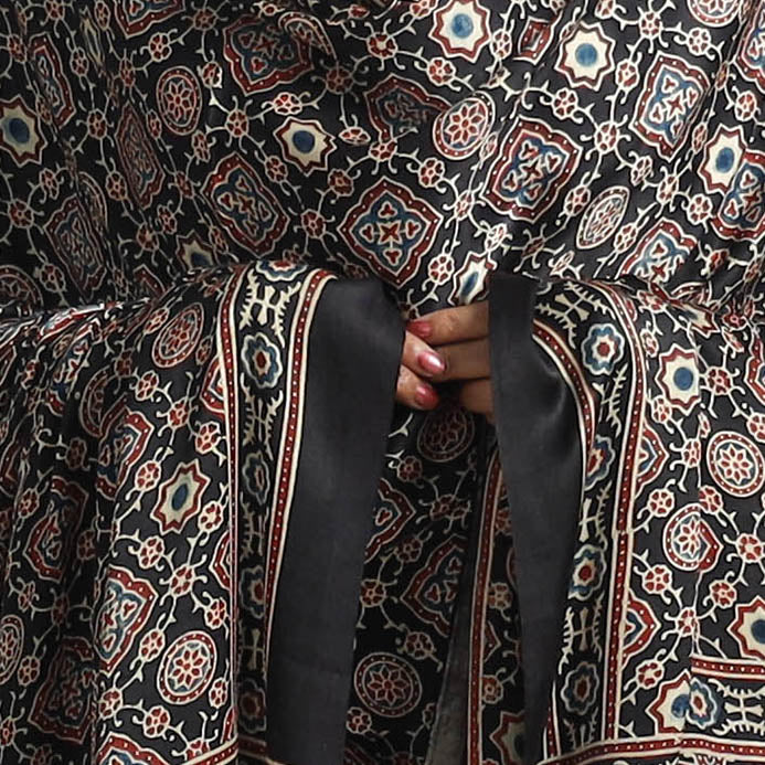 Black - modal silk dupatta 97 - handcrafted