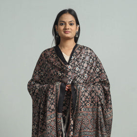 Black - modal silk dupatta 97 - handcrafted