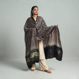 Black - modal silk dupatta 97 - handcrafted