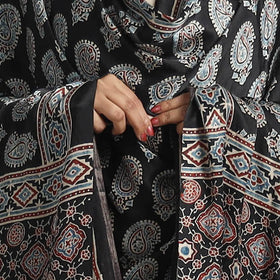 Black - modal silk dupatta 99 - handcrafted