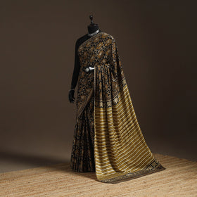 Modal silk hand bagru saree 23 - handcrafted