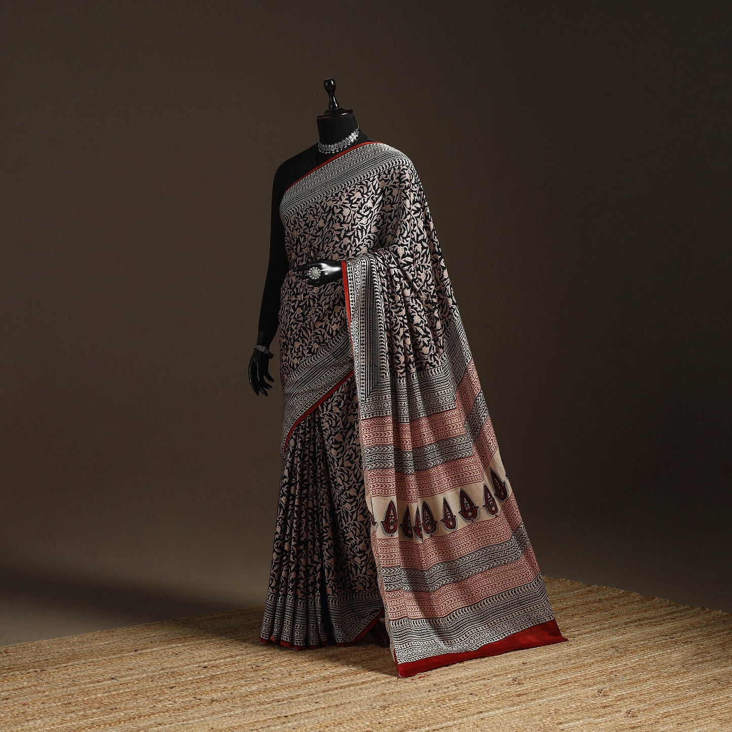 Modal silk hand bagru saree 38 - handcrafted