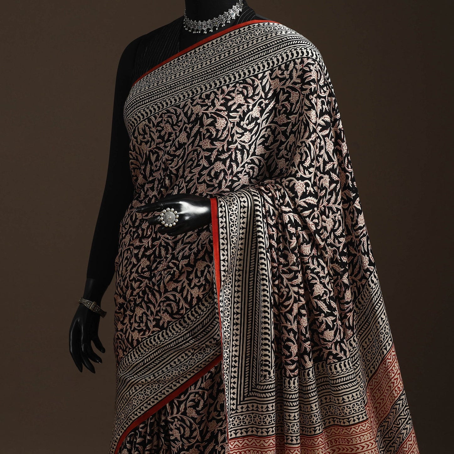 Modal silk hand bagru saree 38 - handcrafted