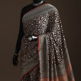 Modal silk hand bagru saree 38 - handcrafted