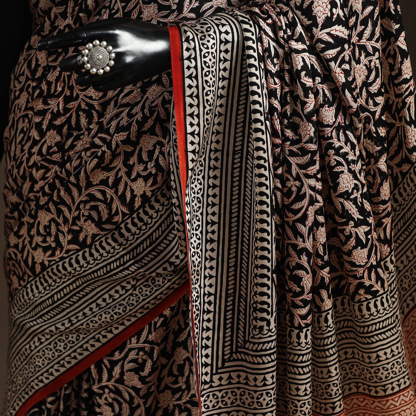 Modal silk hand bagru saree 38 - handcrafted