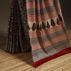 Modal silk hand bagru saree 38 - handcrafted