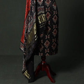 Modal silk hand block bagru print 2pc unstitched dress